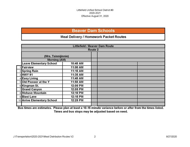 New Bus Schedule Page 2